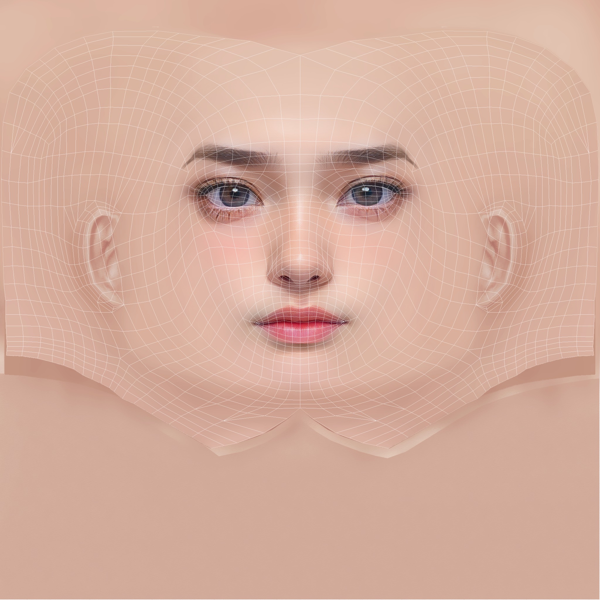 Beautiful Girl Head 03 - No Hair - Low poly head for game Low-poly 3D model_9