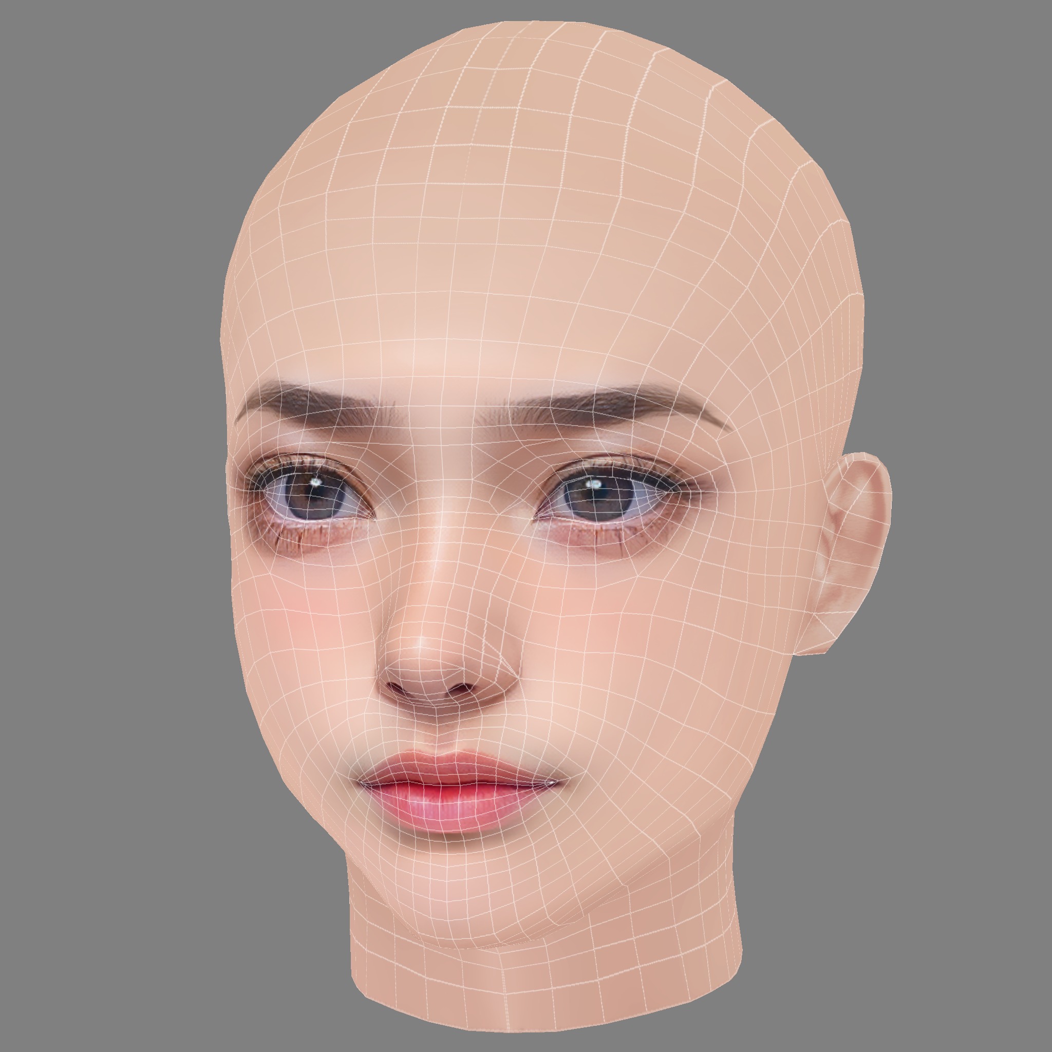 Beautiful Girl Head 03 - No Hair - Low poly head for game Low-poly 3D model_8