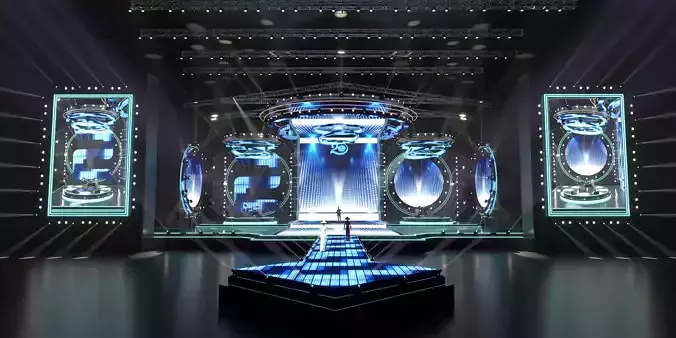 countdown music stage Low-poly 3D model
