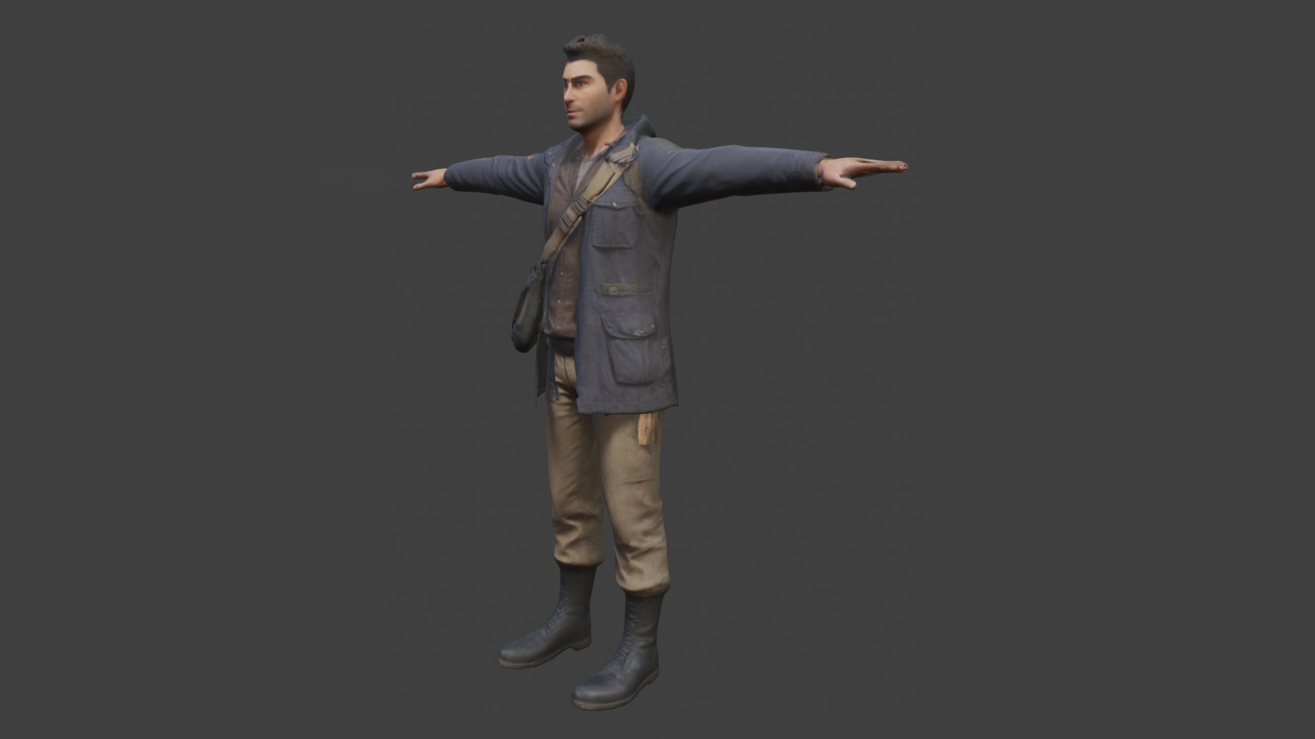 Male video game character Low-poly 3D model_1