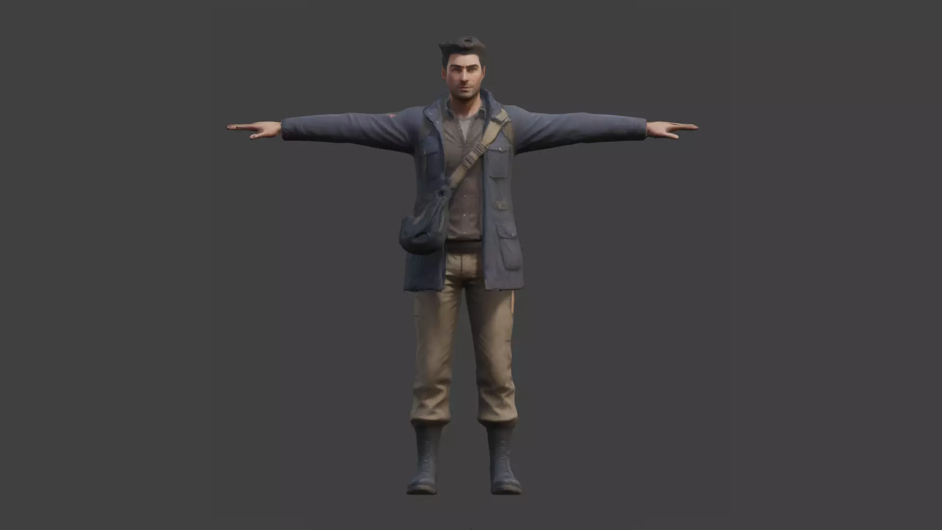 Male video game character Low-poly 3D model_0