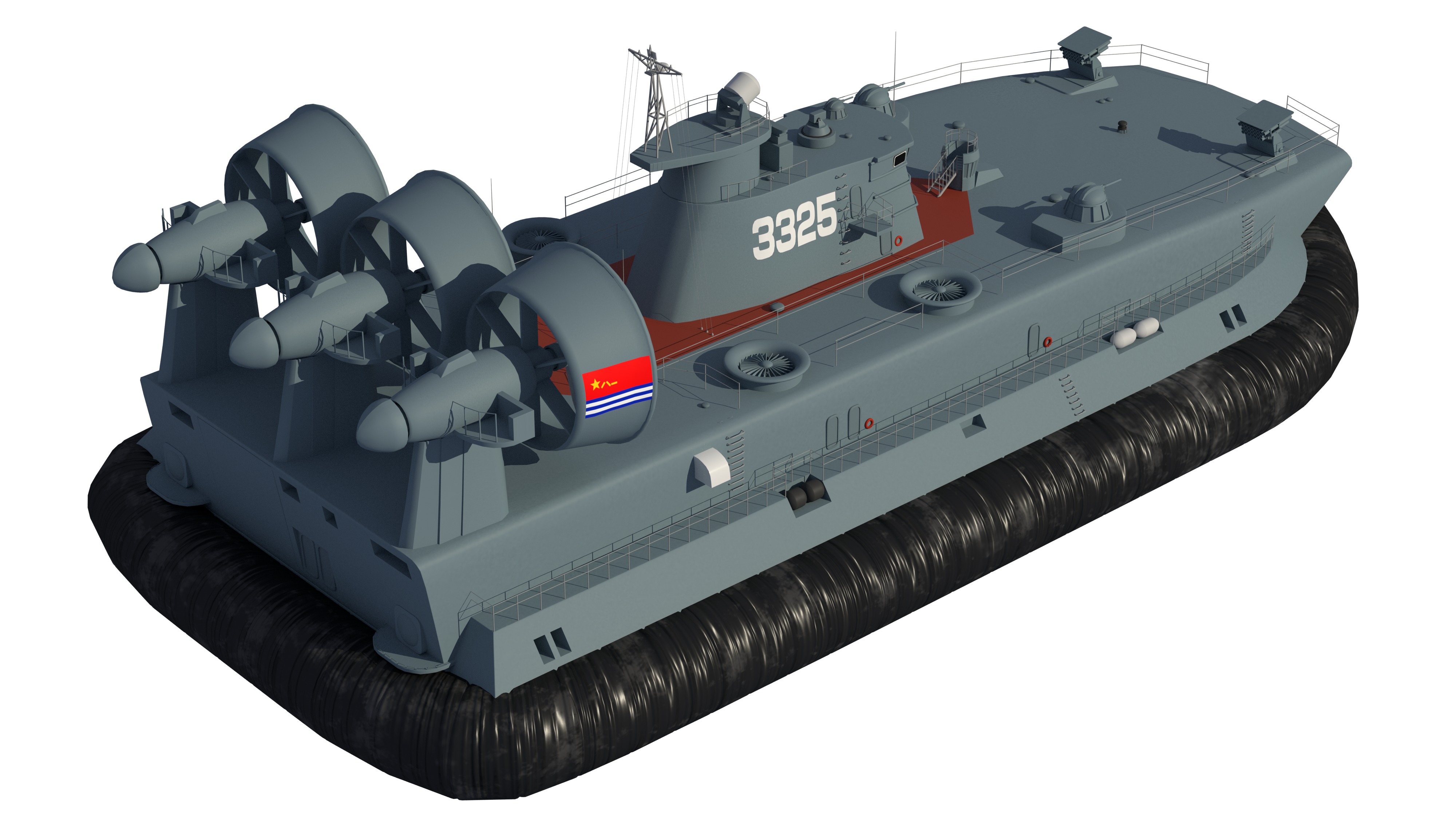 Chinese People Liberation Army Navy bison hovercraft 3D model_5