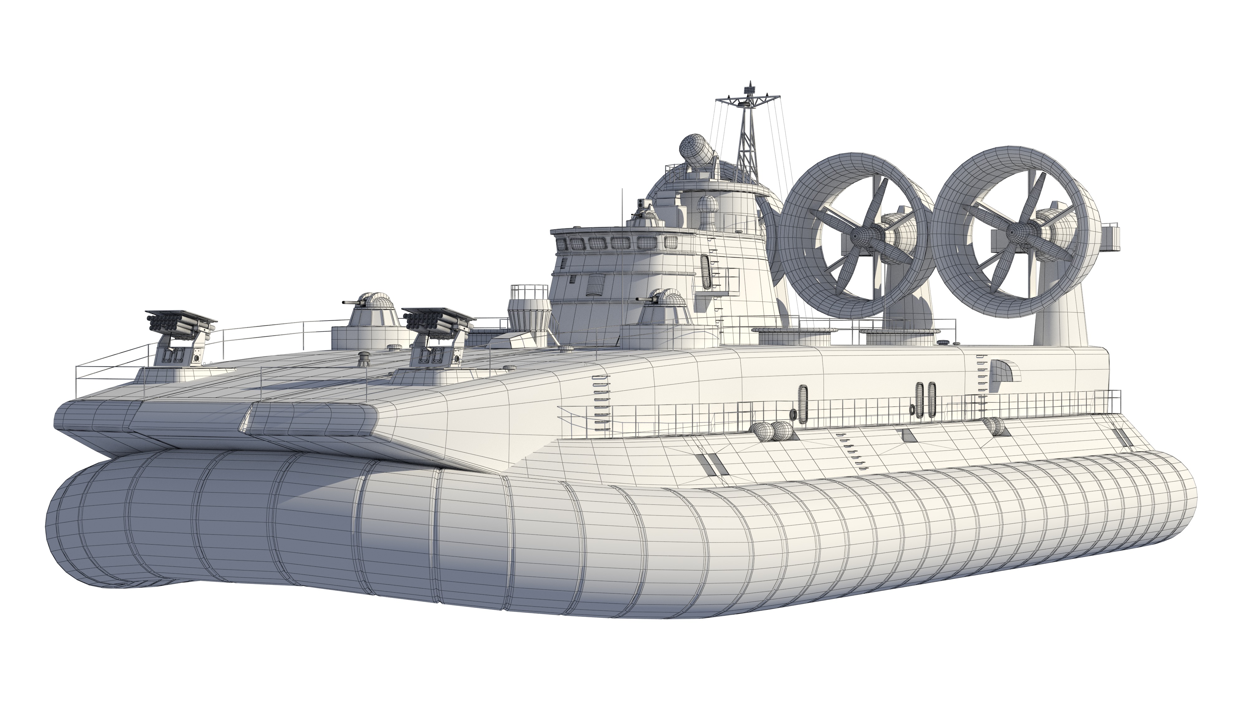 Chinese People Liberation Army Navy bison hovercraft 3D model_17