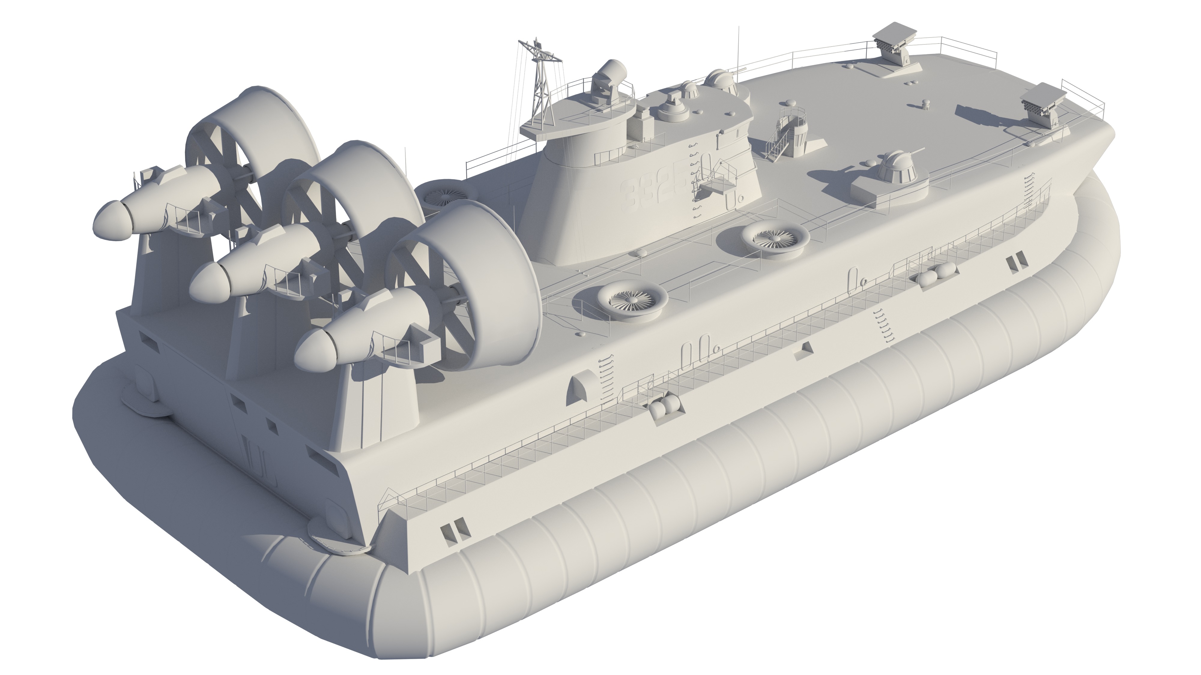 Chinese People Liberation Army Navy bison hovercraft 3D model_34