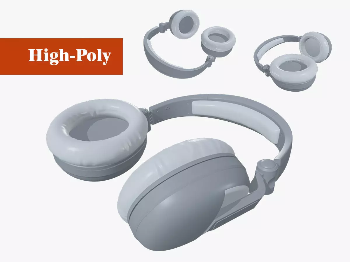 headphones Low-poly UV 3D model_0