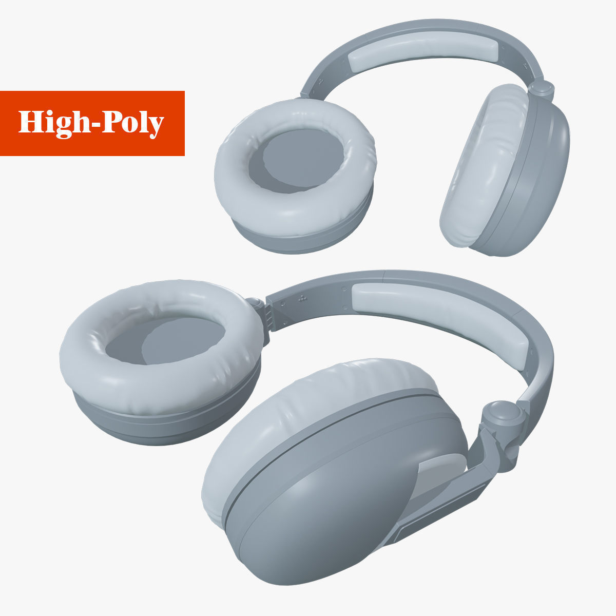 headphones Low-poly UV 3D model_1