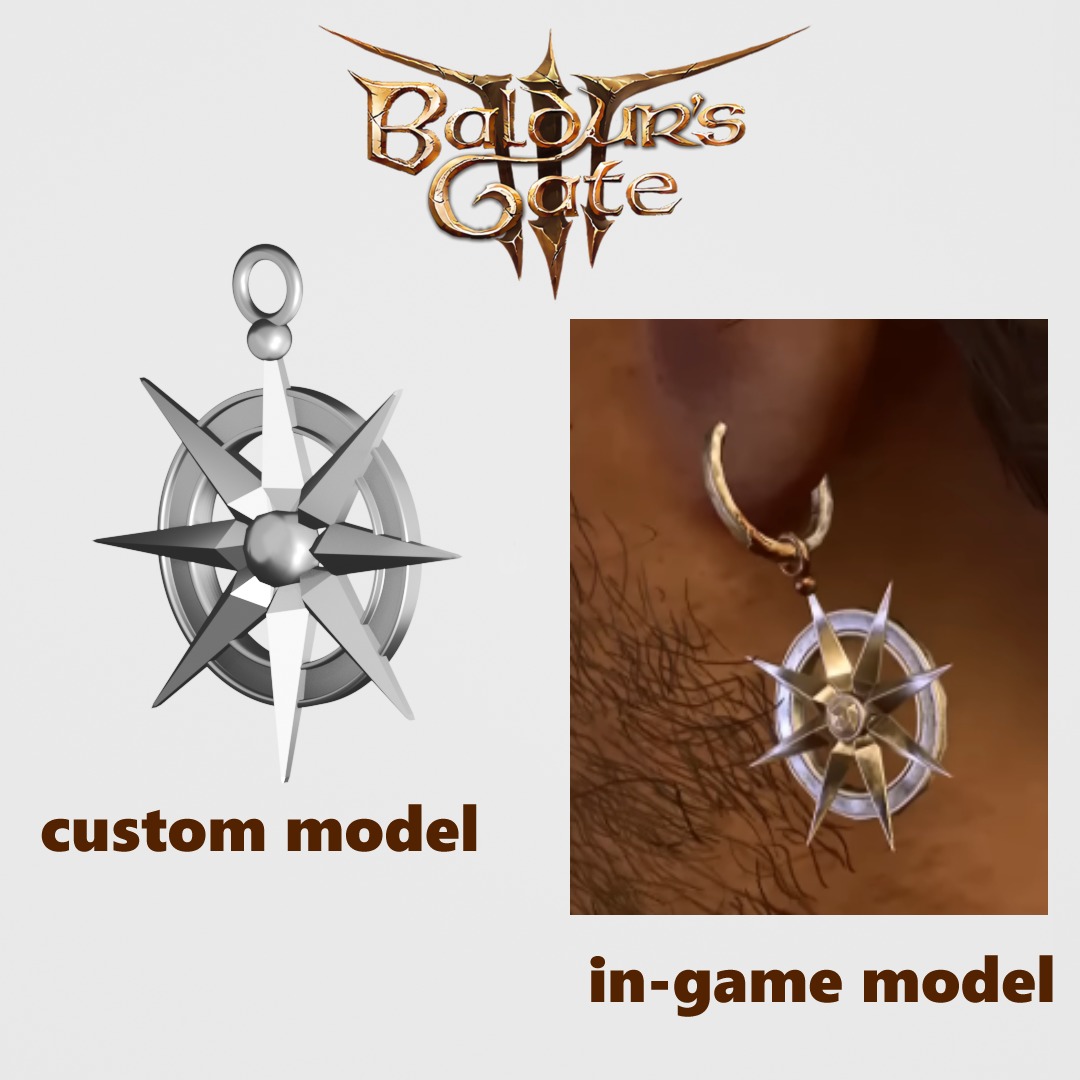 Game Accurate Gale Earring - Baldurs Gate 3 3D print model_5
