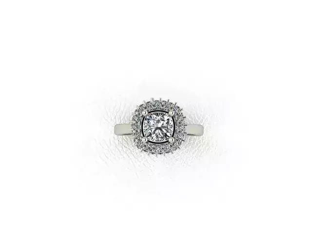 Cushion stone halo ring
