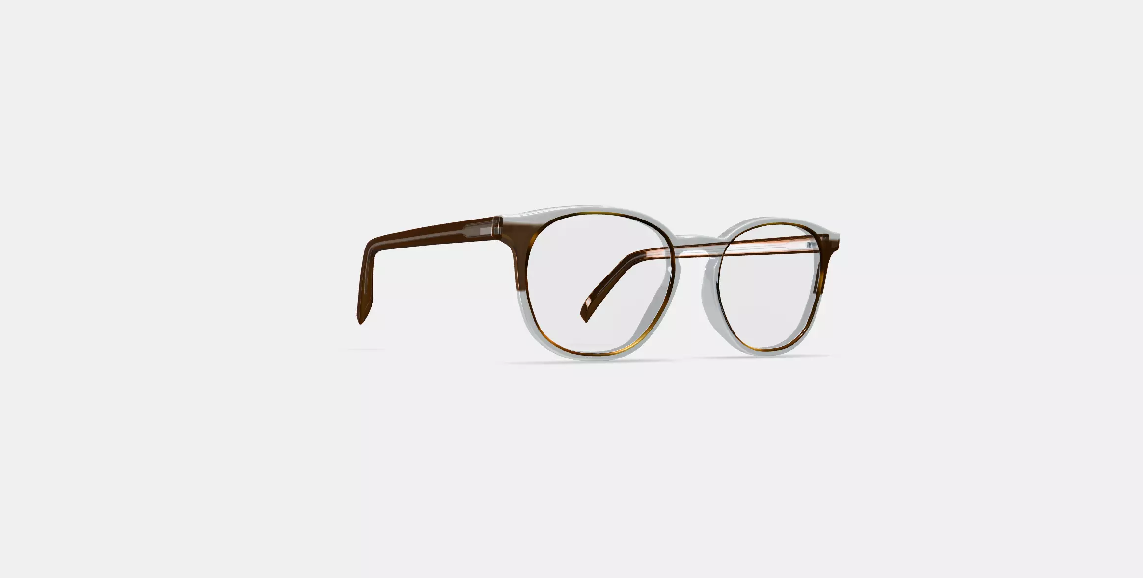 Carlton Eyeglasses in Nimbus Crystal with Cacao and Oak Barrel 3D model_0