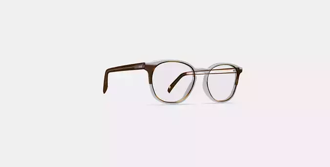 Carlton Eyeglasses in Nimbus Crystal with Cacao and Oak Barrel