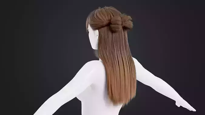 Realistic Female Hair Low-poly 3D model