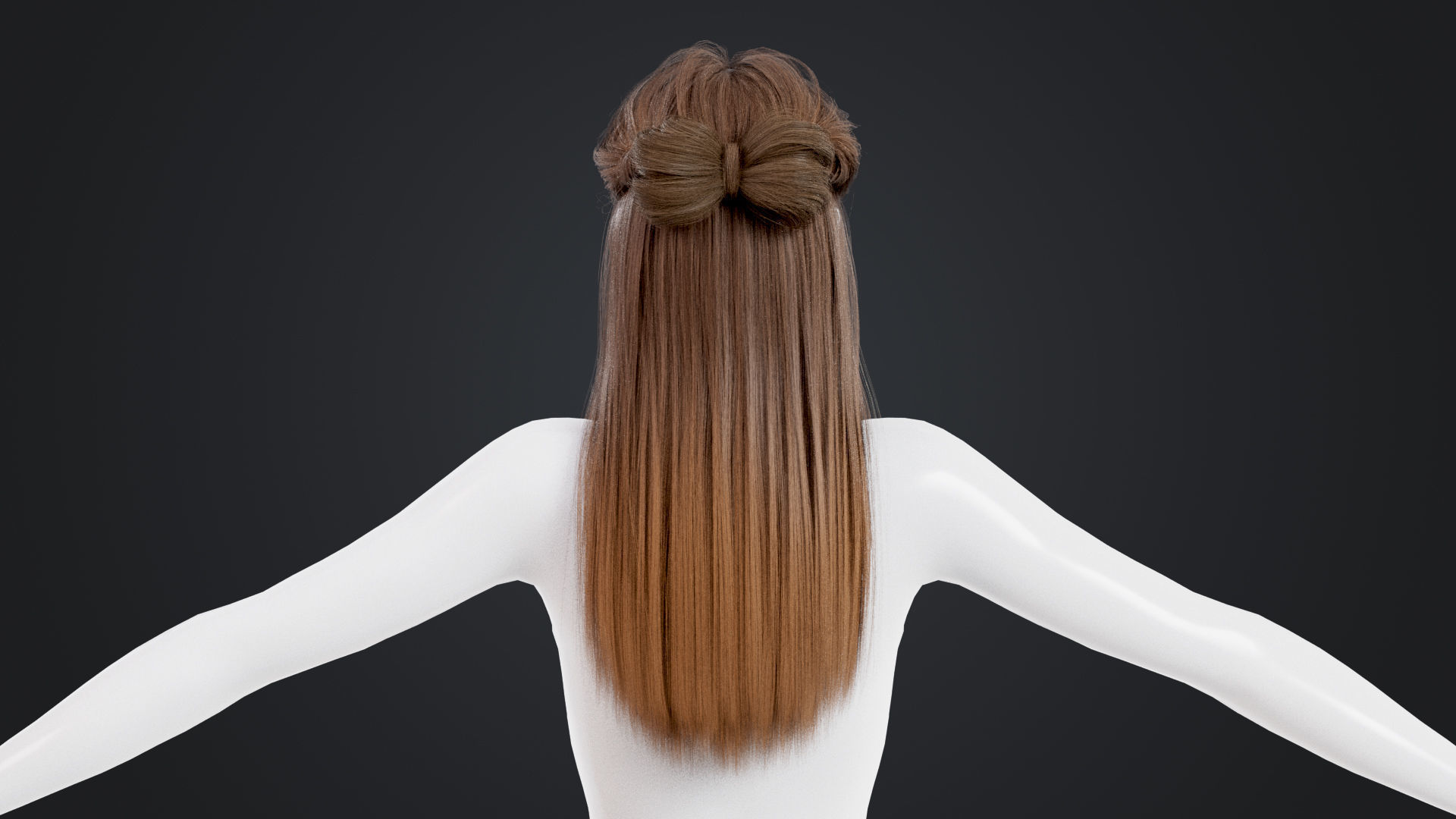 Realistic Female Hair Low-poly 3D model_3