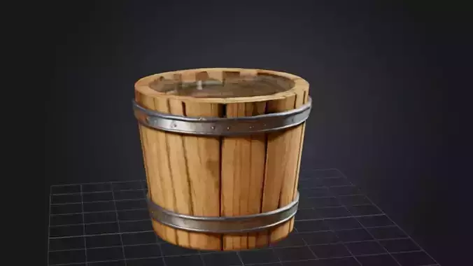 Wooden Bucket with Water