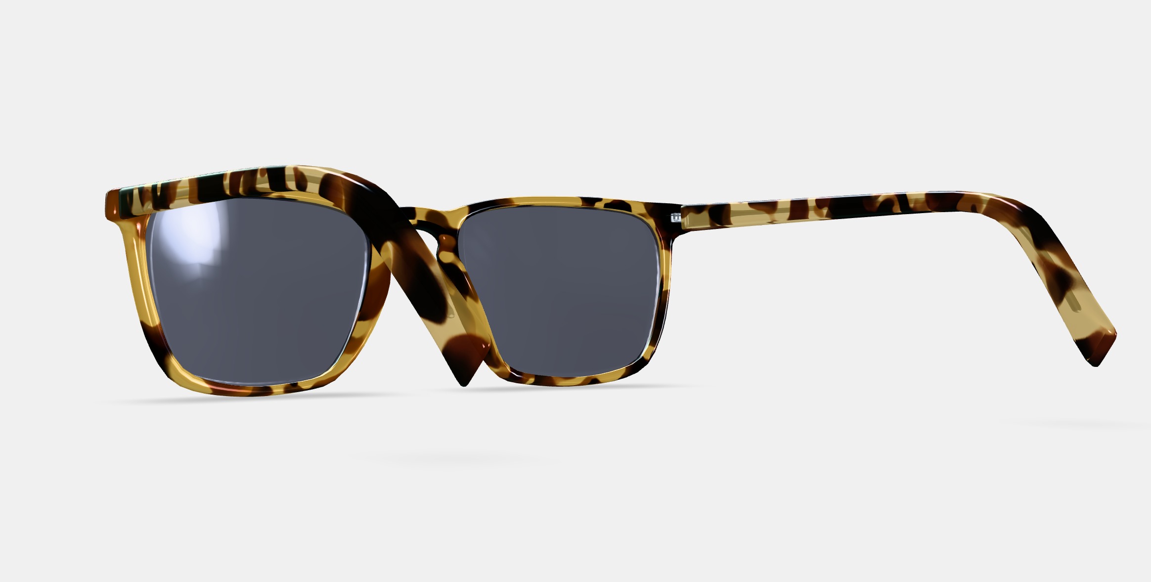 Sutton Low Bridge Fit Sunglasses in Walnut Tortoise 3D model_2