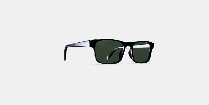 Perkins Low Bridge Fit Sunglasses in Black Matte Eclipse 3D model