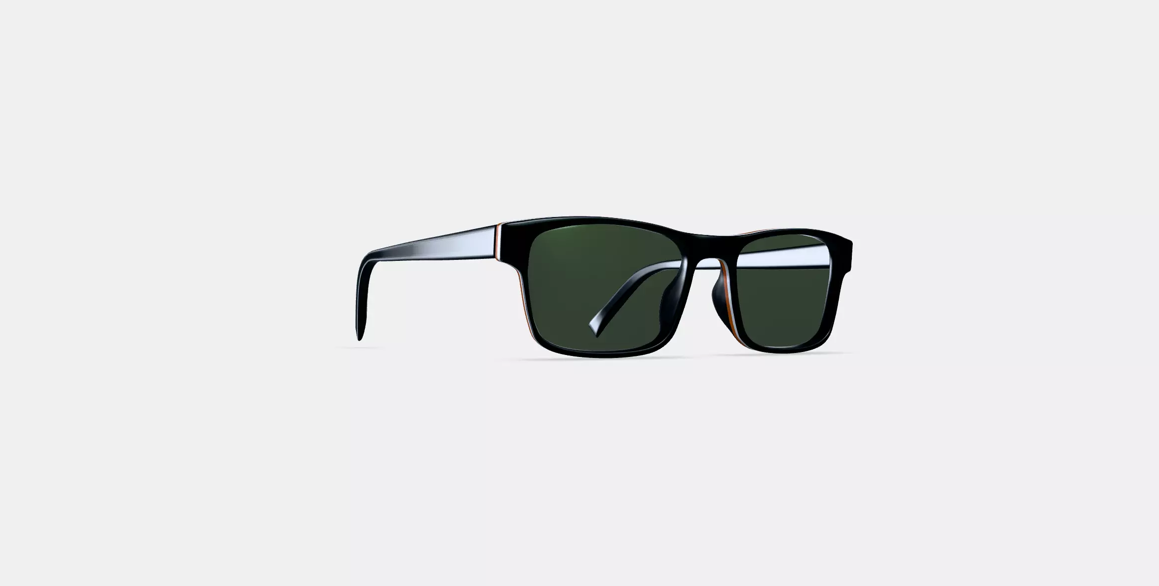 Perkins Low Bridge Fit Sunglasses in Black Matte Eclipse 3D model_0