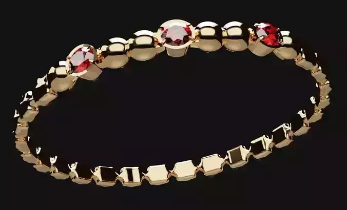 Ruby Bracelet with Goblet and cube design