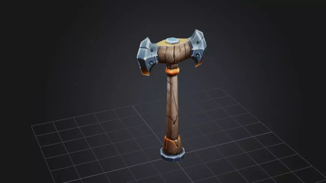 Stylized Hammer Axe 3D model_0