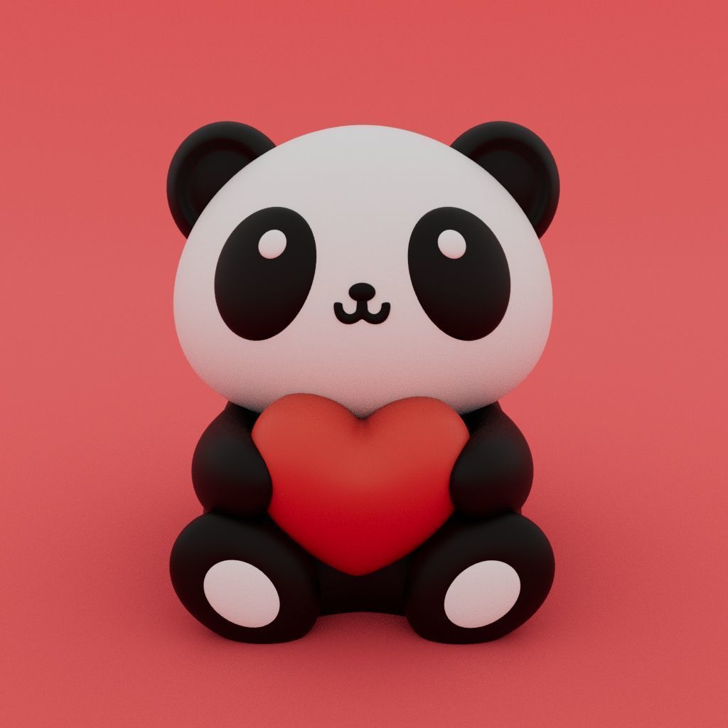 Valentines Special - Kawaii Panda 3D print model_1