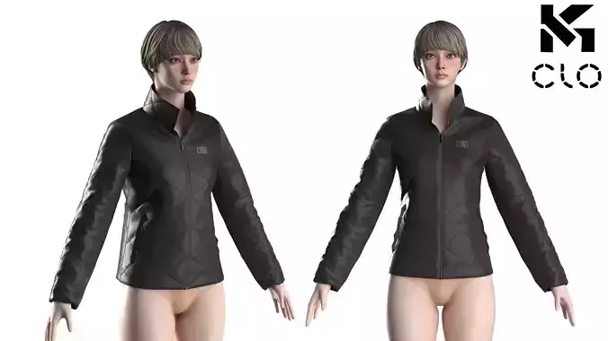 Women Puffer Jacket 3D Model Design with Realistic Details Clo3D