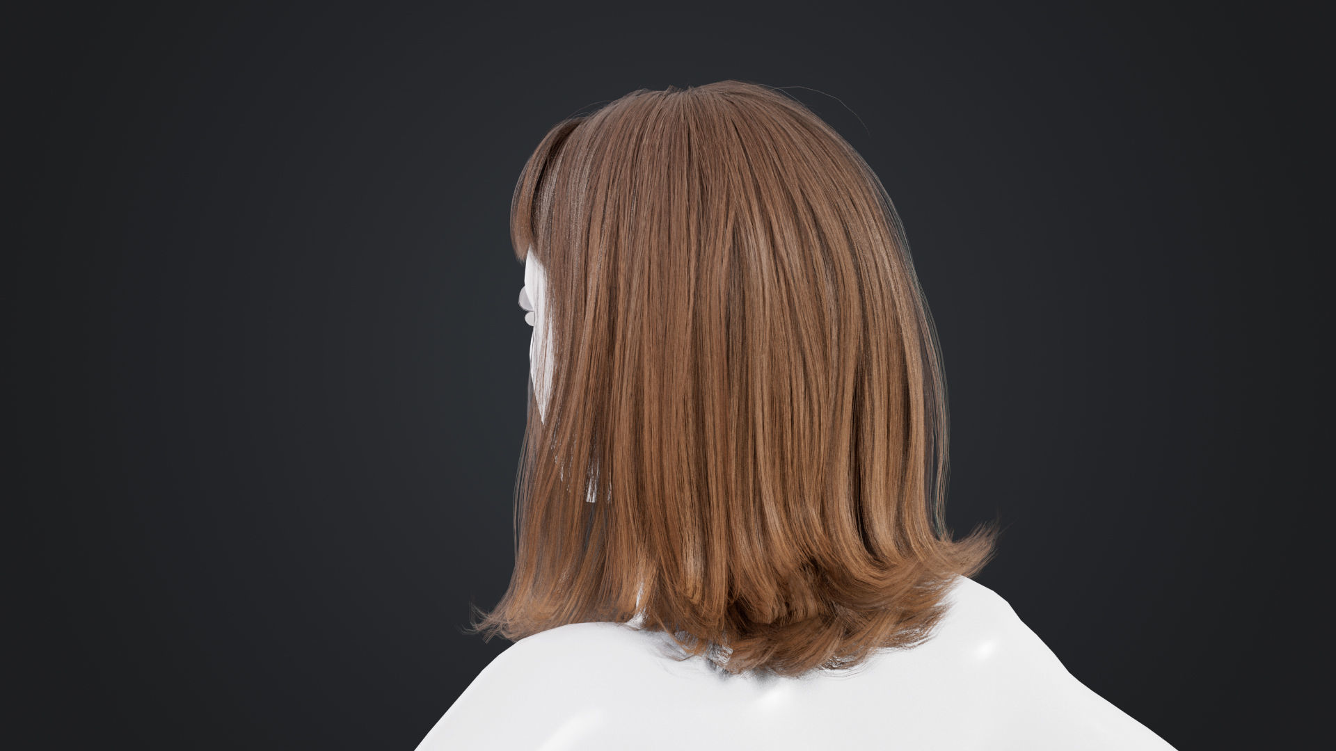 Realistic Female Hair Low-poly 3D model_2