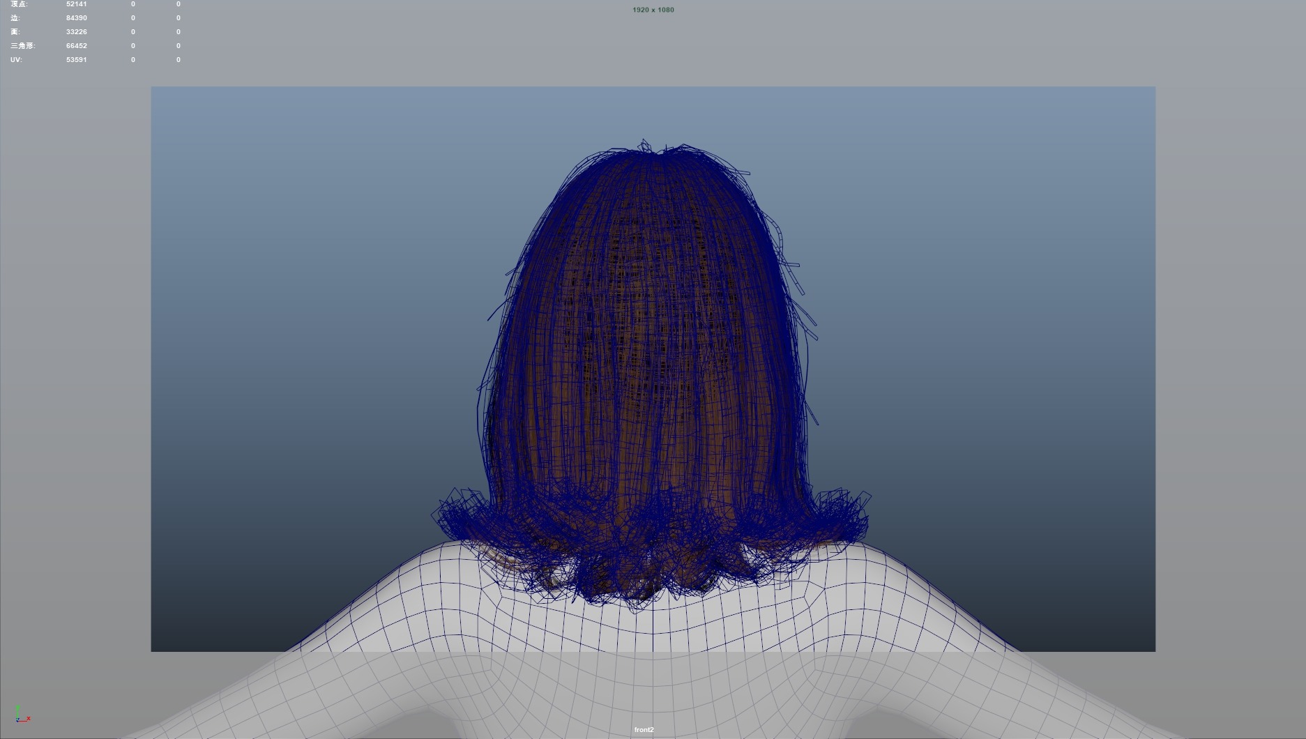 Realistic Female Hair Low-poly 3D model_11