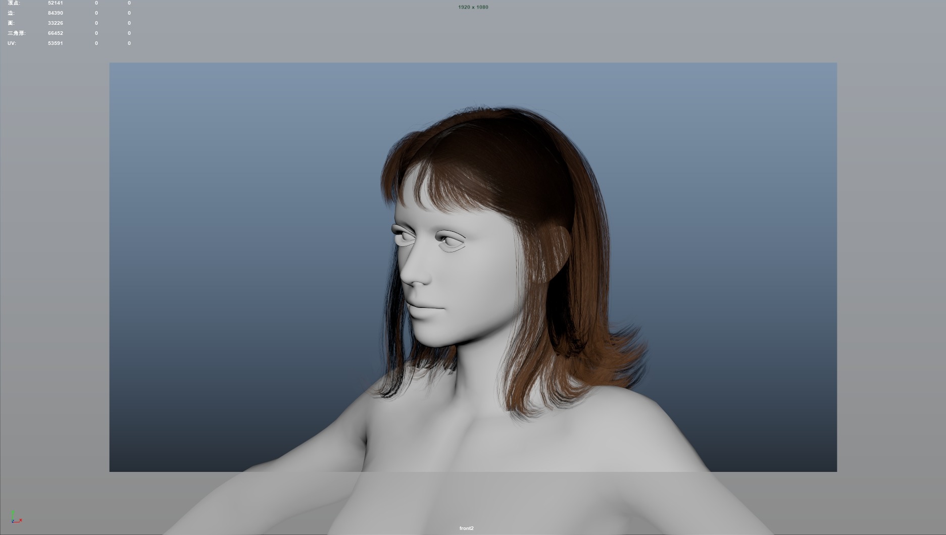 Realistic Female Hair Low-poly 3D model_5