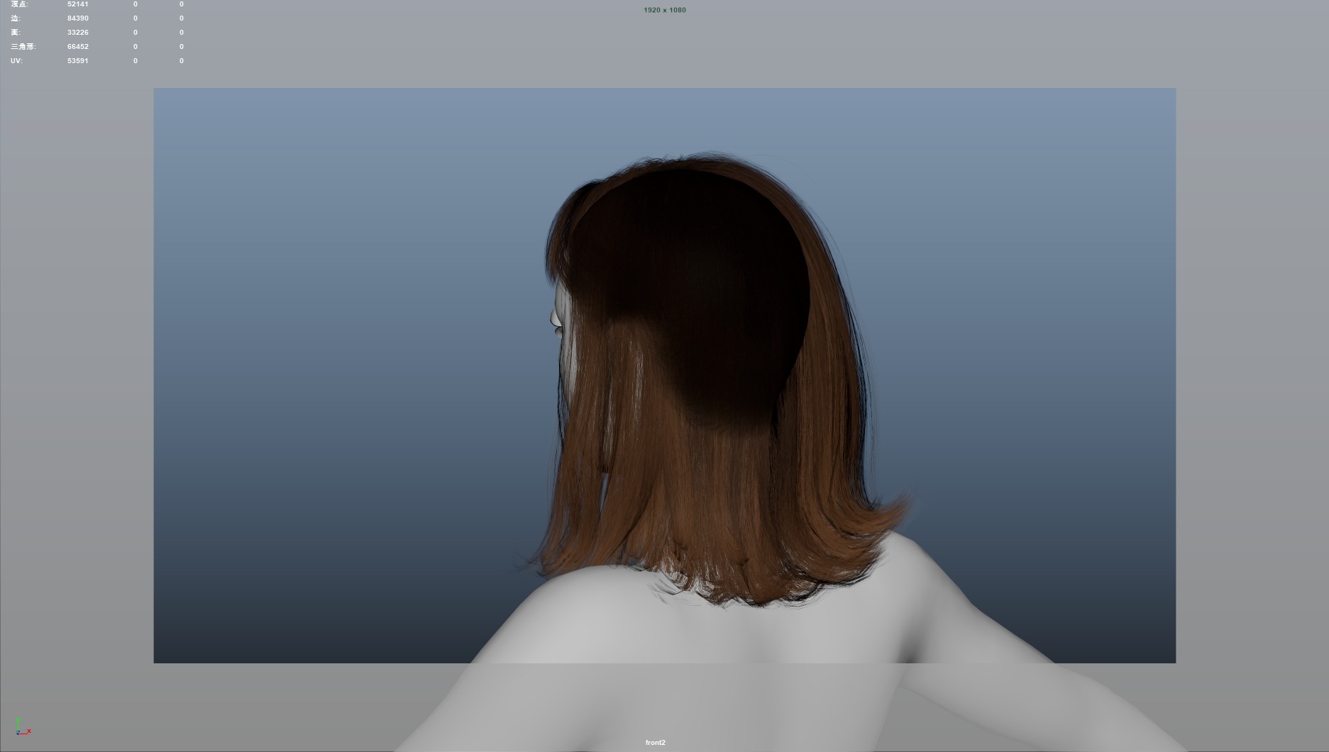 Realistic Female Hair Low-poly 3D model_6