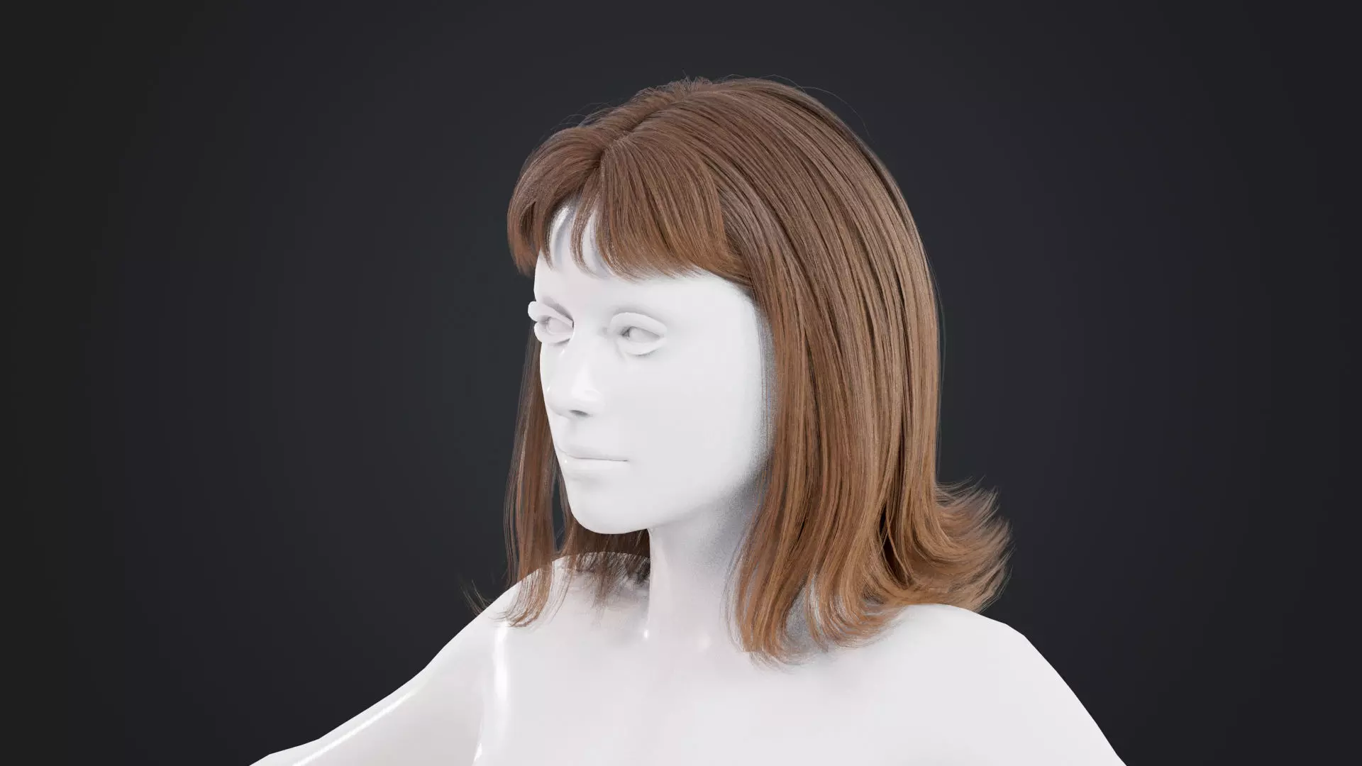 Realistic Female Hair Low-poly 3D model_0