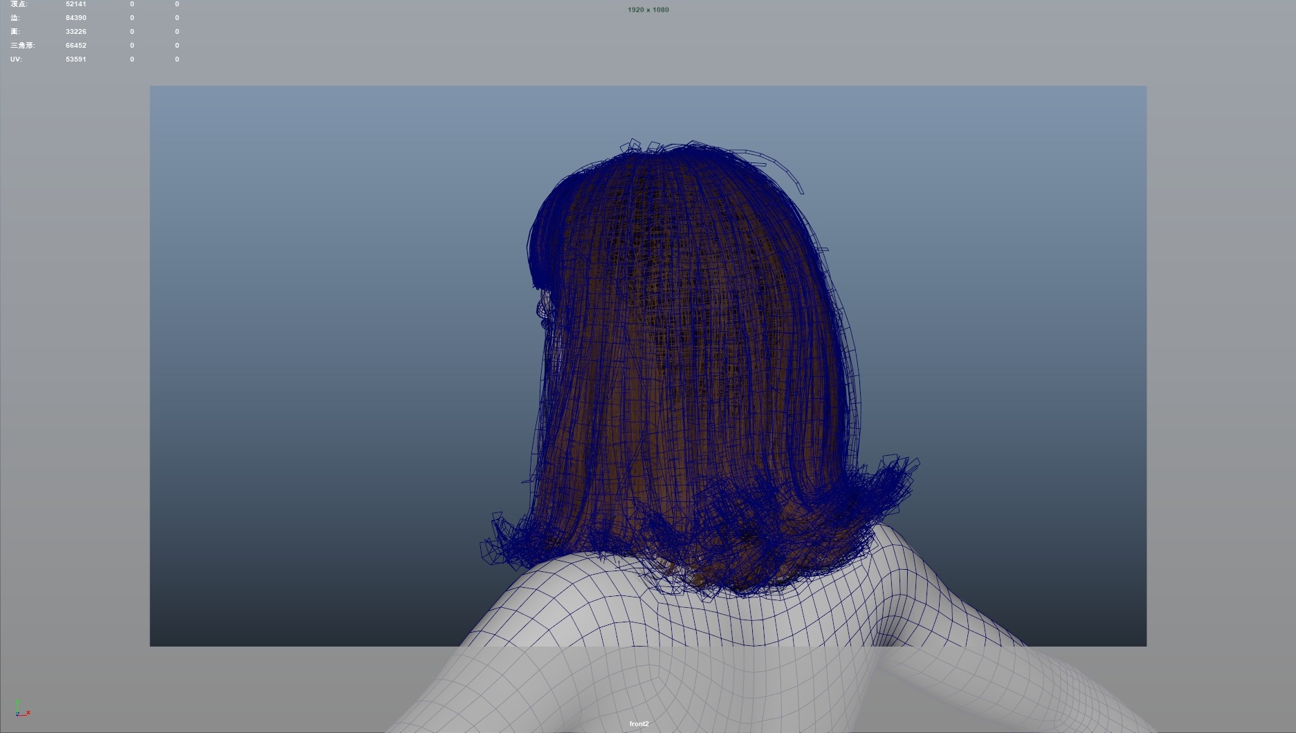 Realistic Female Hair Low-poly 3D model_10