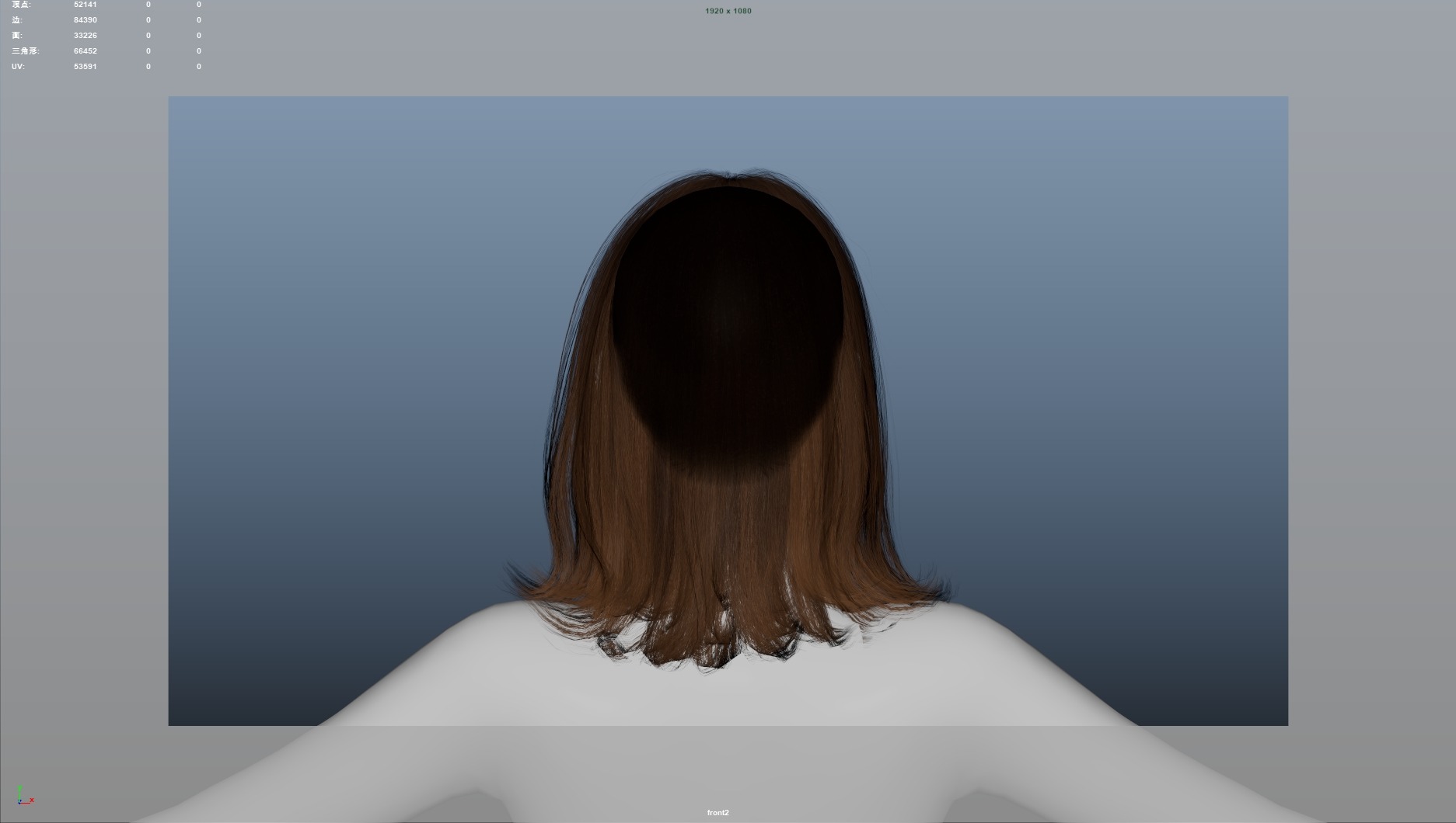 Realistic Female Hair Low-poly 3D model_7