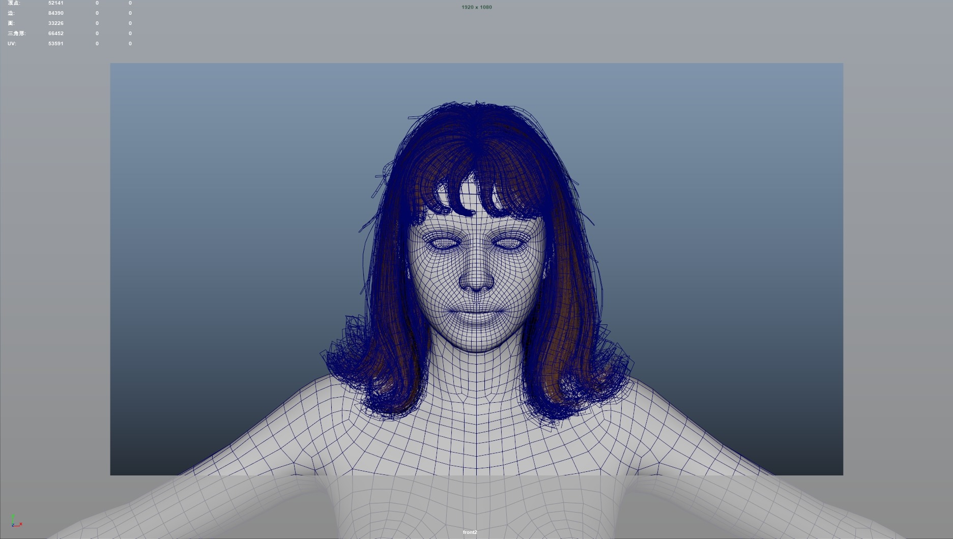 Realistic Female Hair Low-poly 3D model_8