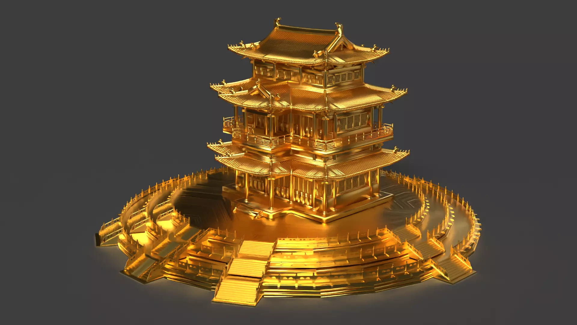 Chinese ancient house Low-poly 3D model