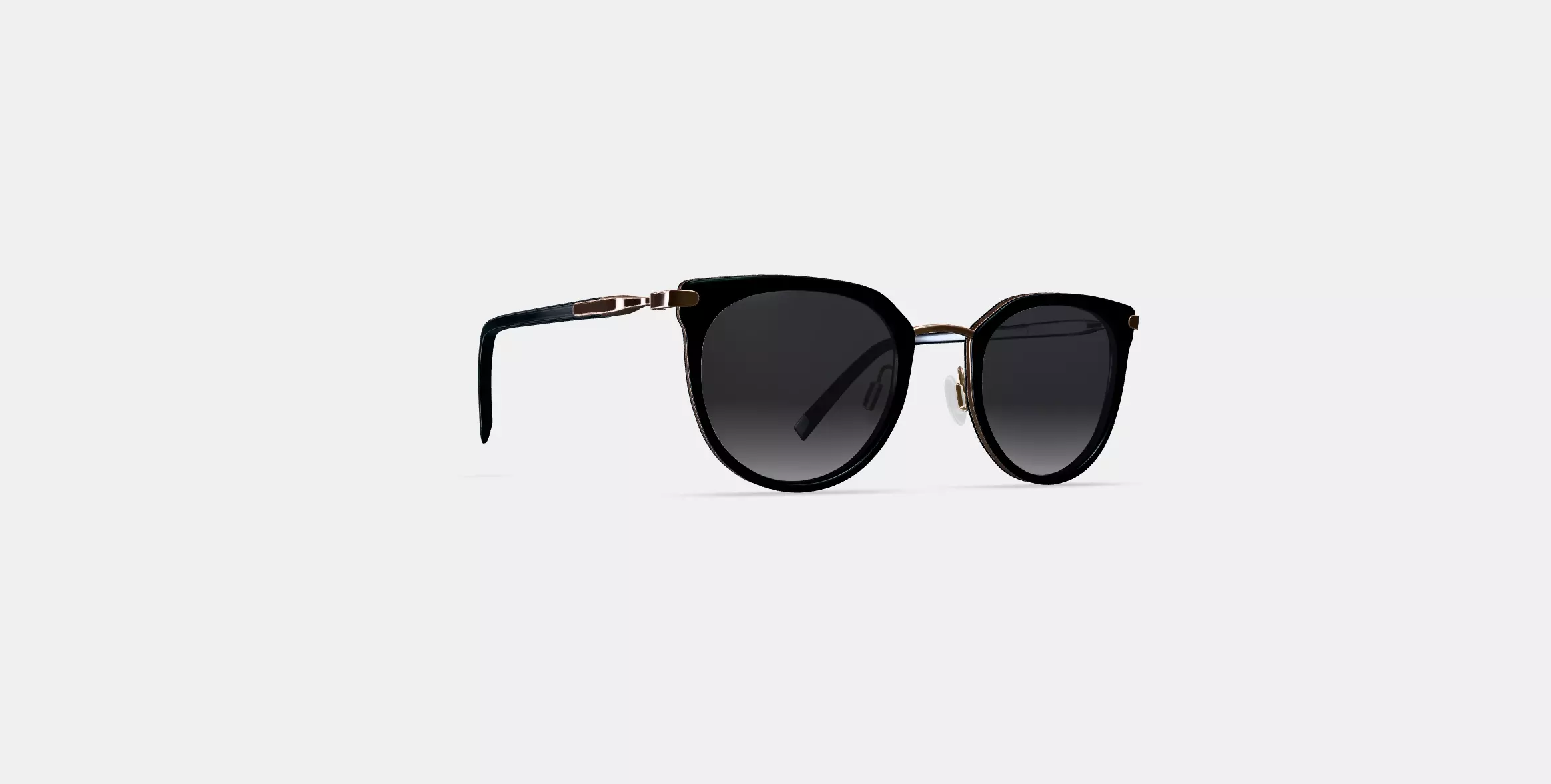 Whittier Sunglasses in Jet Black with Polished Gold 3D model