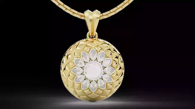 Dome Flower Diamond Mesh Pendant