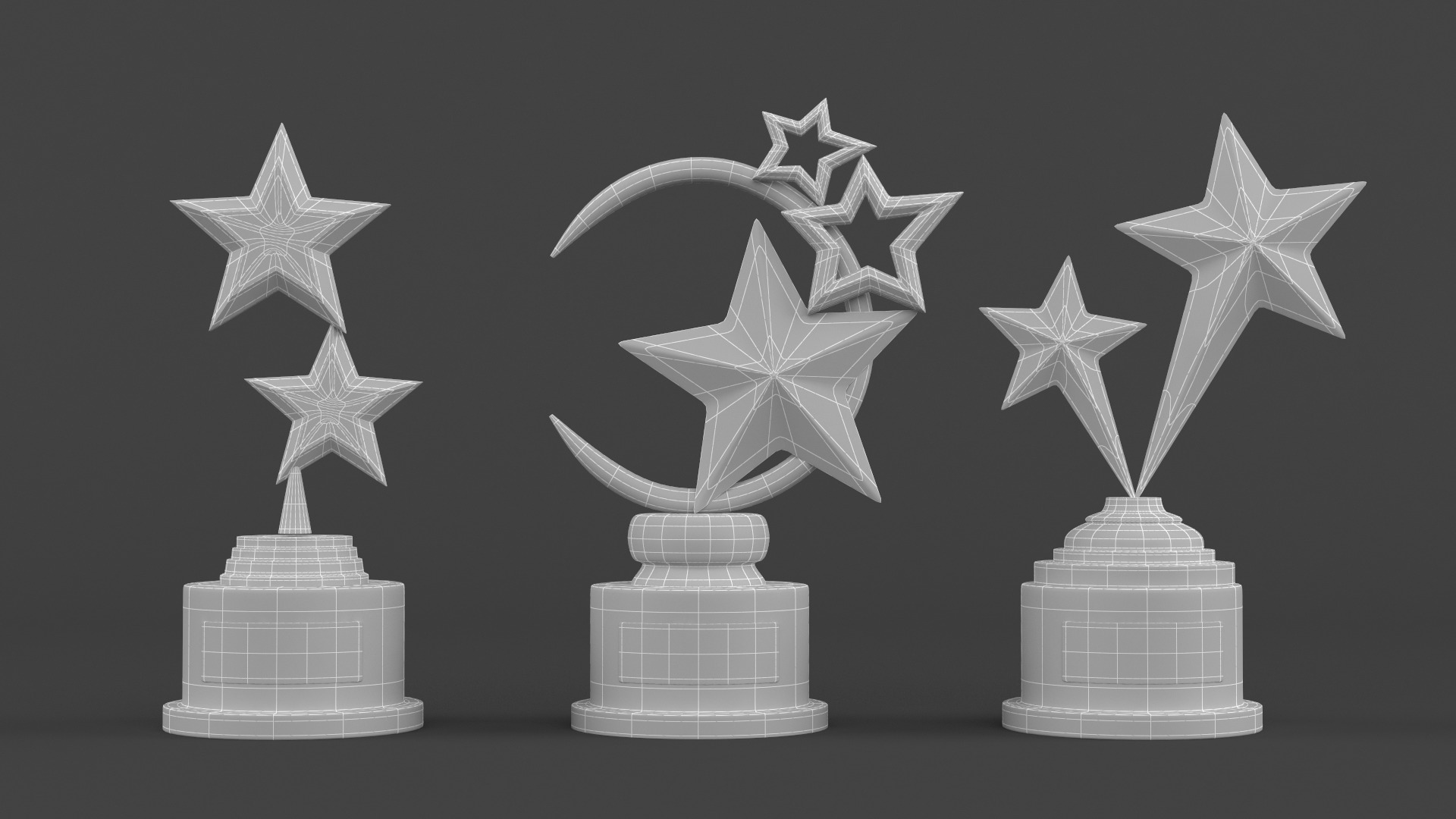 Gold Trophy Cups 3D model_7