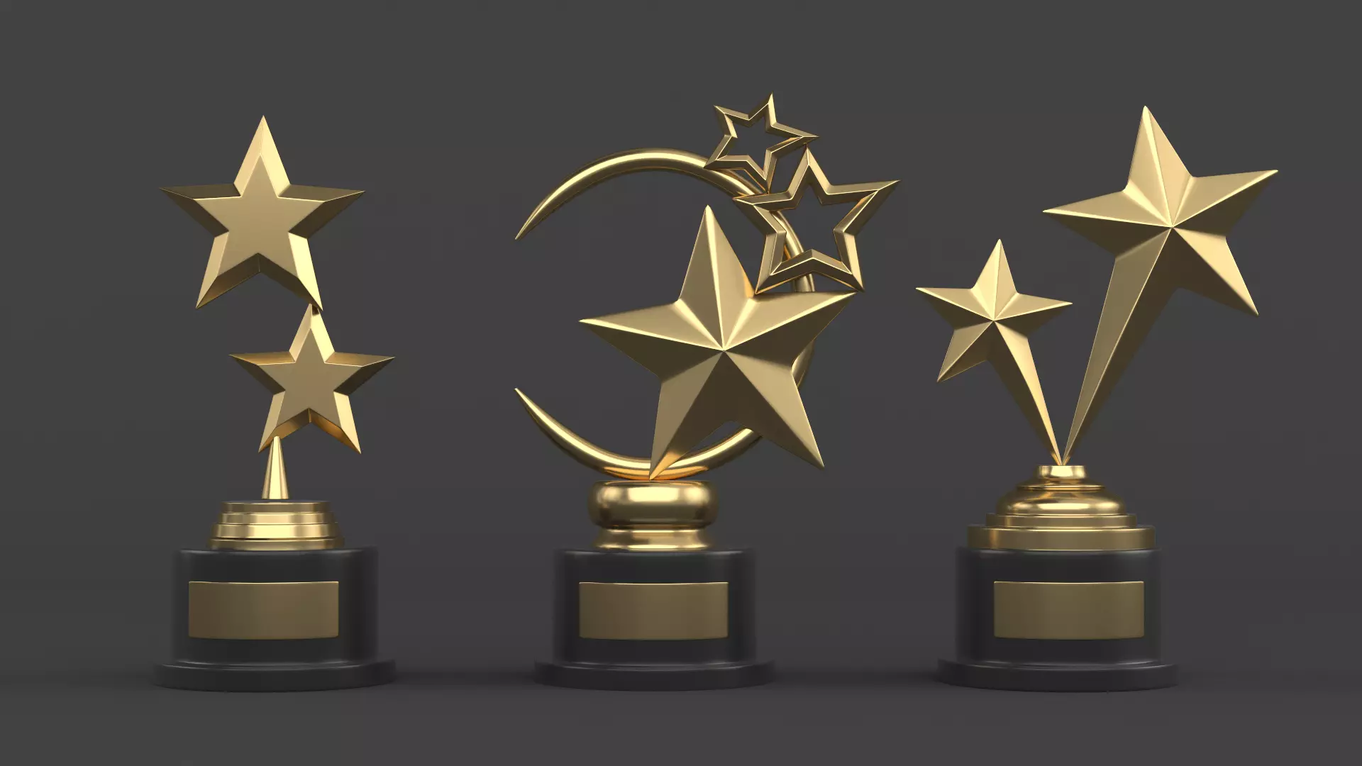 Gold Trophy Cups 3D model_0