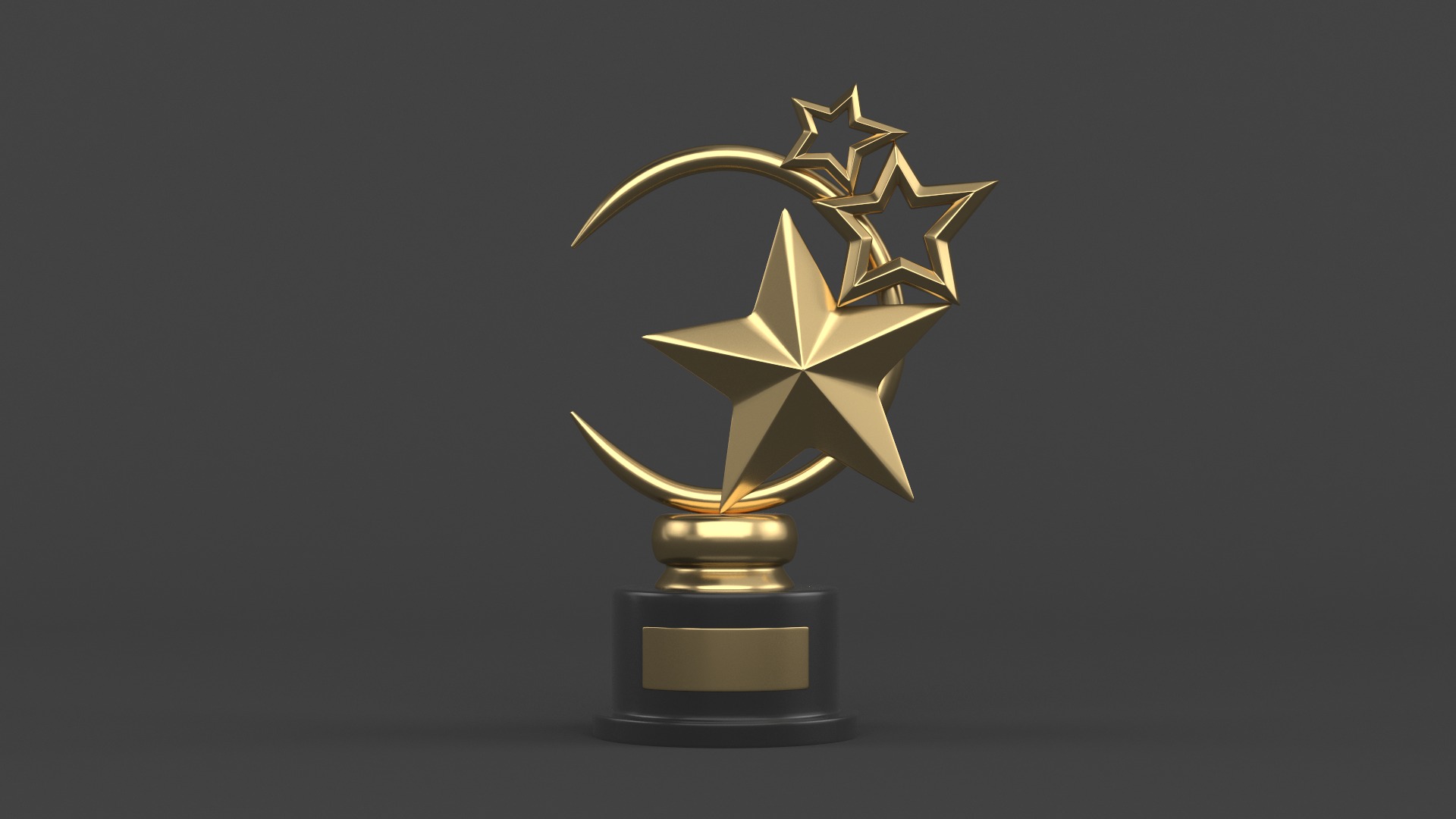 Gold Trophy Cups 3D model_1