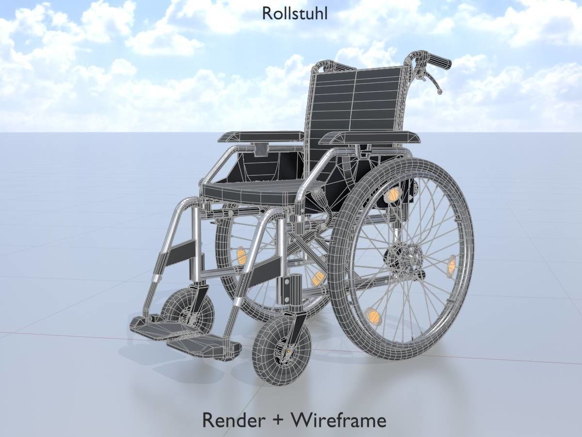 Wheelchair Low-poly 3D model_5