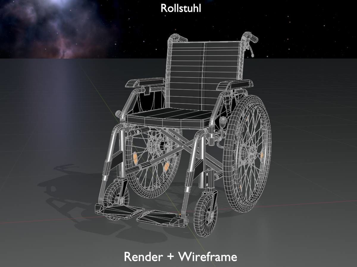 Wheelchair Low-poly 3D model_8