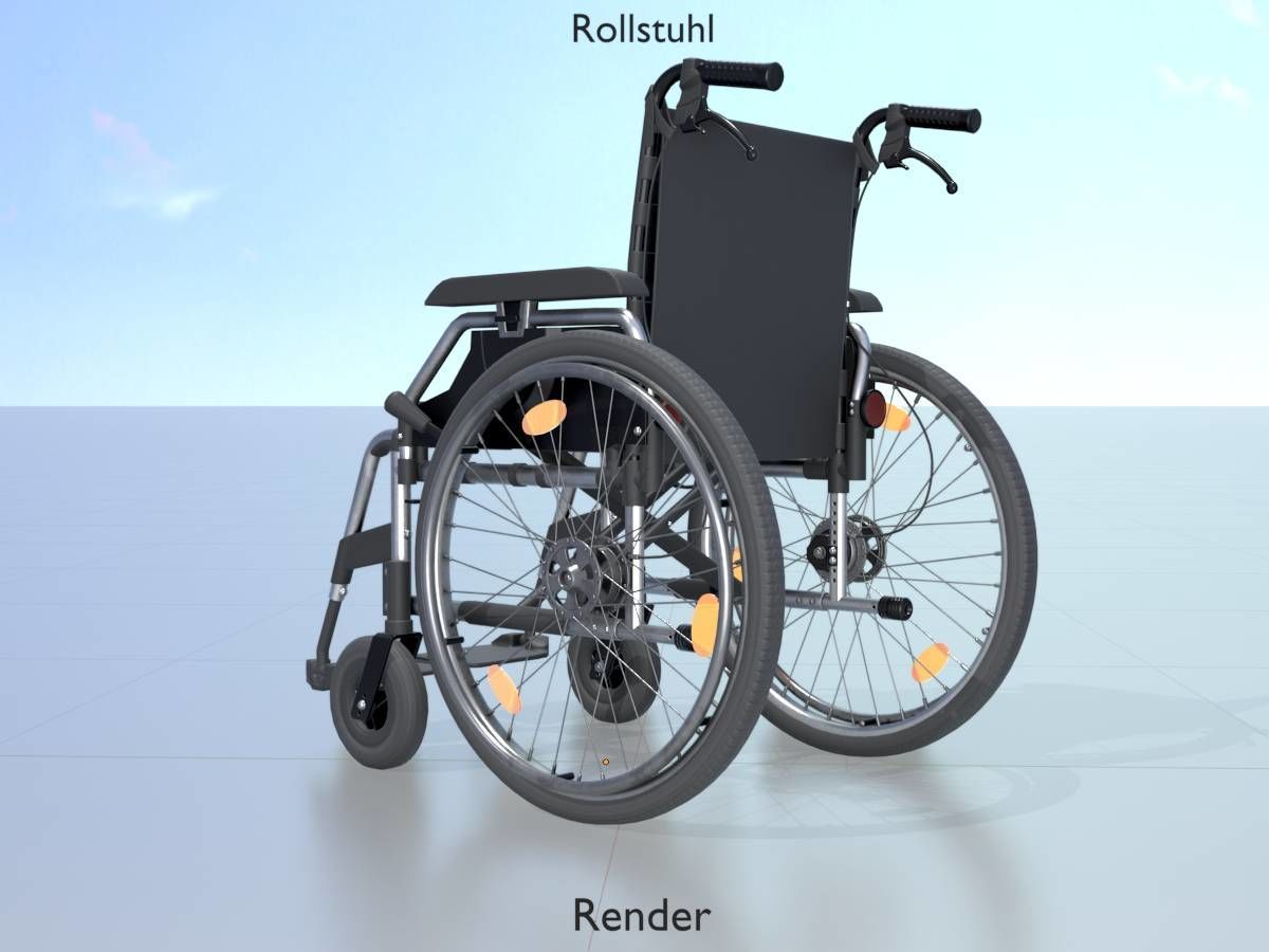 Wheelchair Low-poly 3D model_14