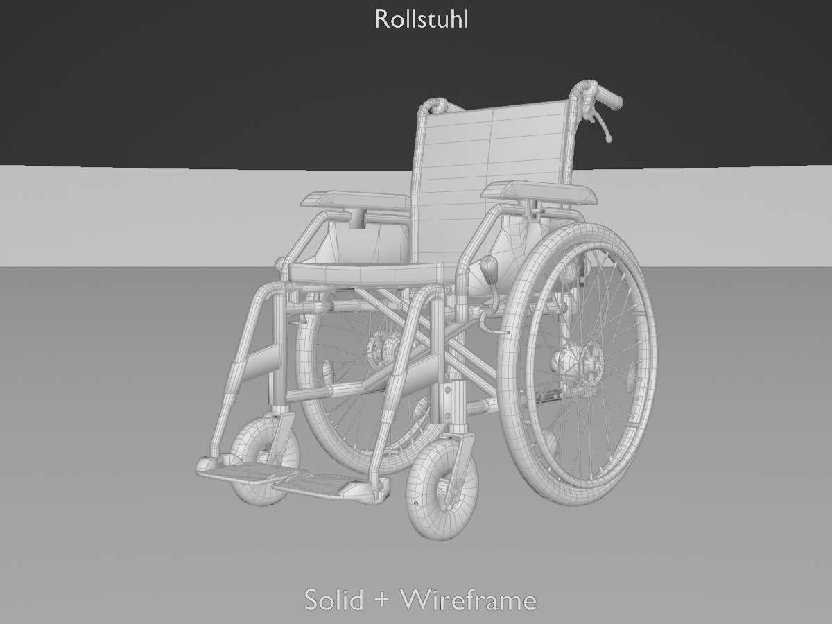 Wheelchair Low-poly 3D model_12