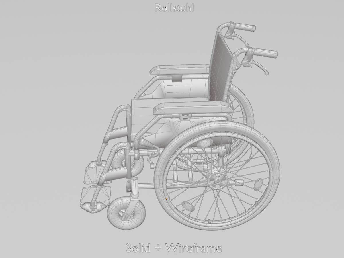 Wheelchair Low-poly 3D model_9