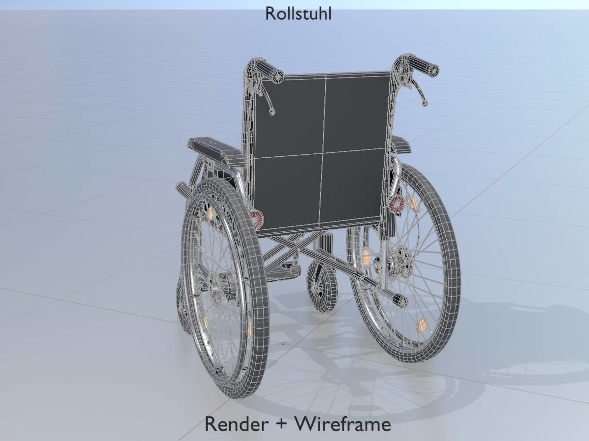Wheelchair Low-poly 3D model_6