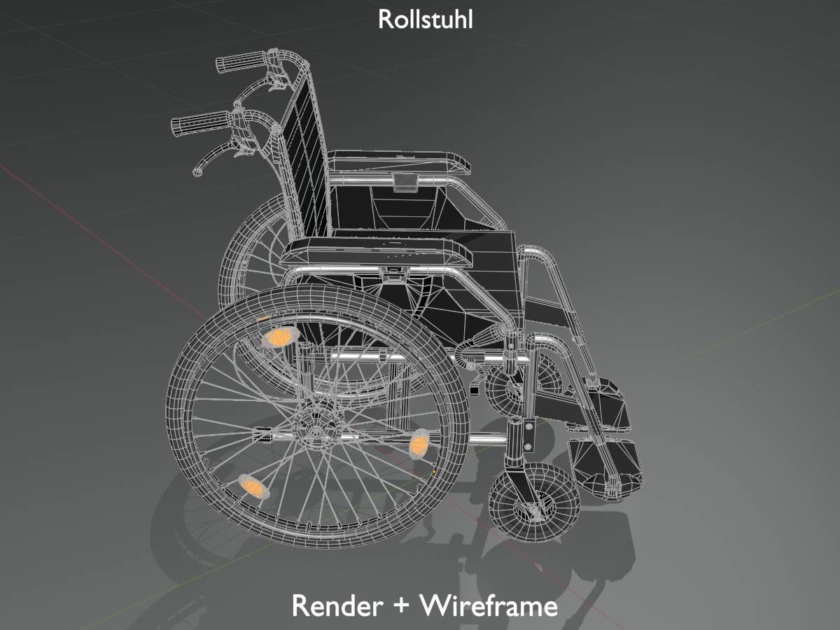 Wheelchair Low-poly 3D model_7