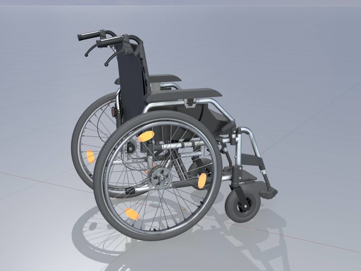 Wheelchair Low-poly 3D model_3