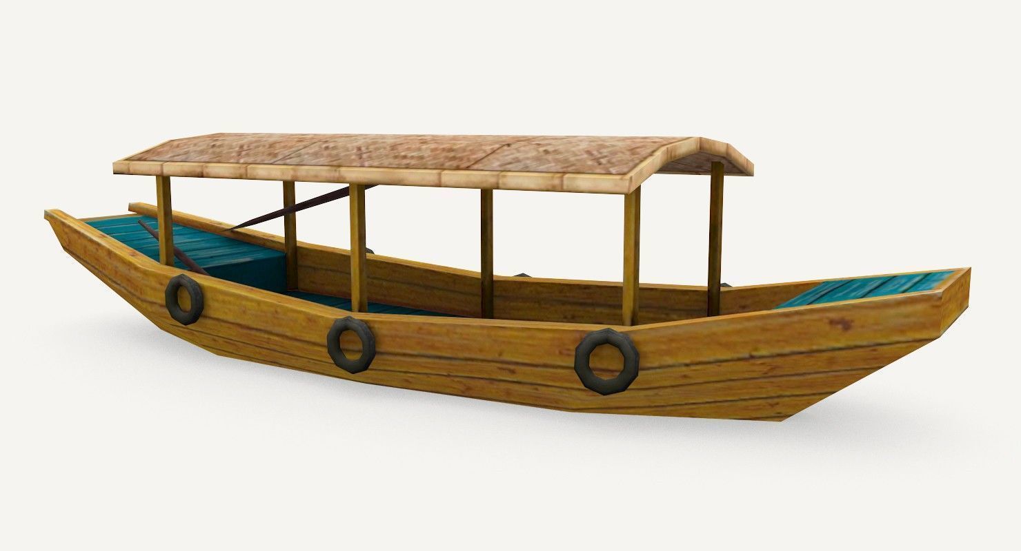 Low-Poly Wooden Boats Low-poly 3D model_6