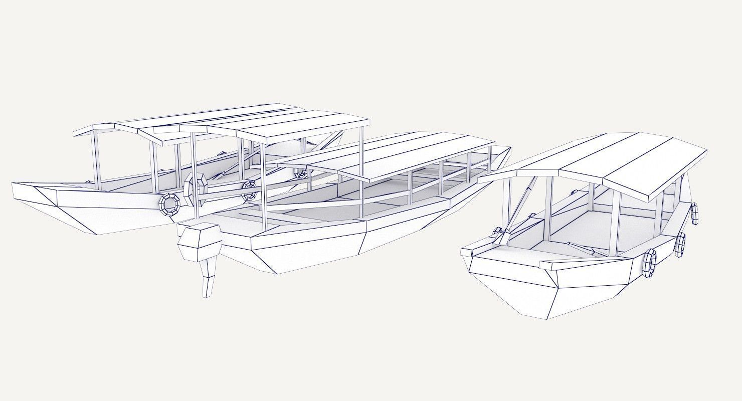 Low-Poly Wooden Boats Low-poly 3D model_13