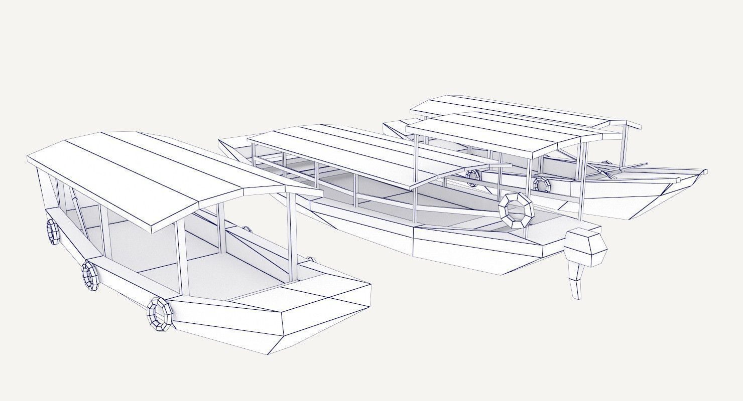 Low-Poly Wooden Boats Low-poly 3D model_14