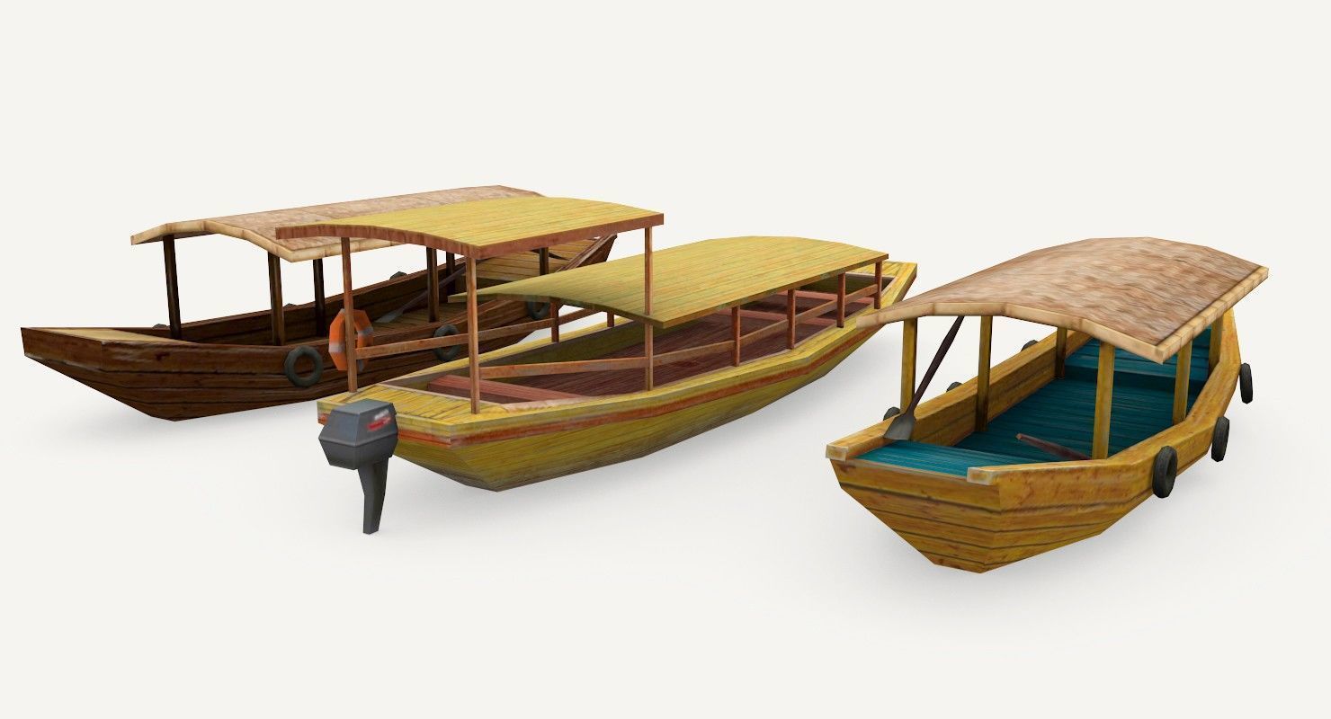 Low-Poly Wooden Boats Low-poly 3D model_1